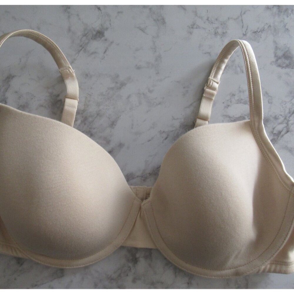 Cacique Bra 40DD Cream‎ Cotton T Shirt Underwire Back Closure Plus Size